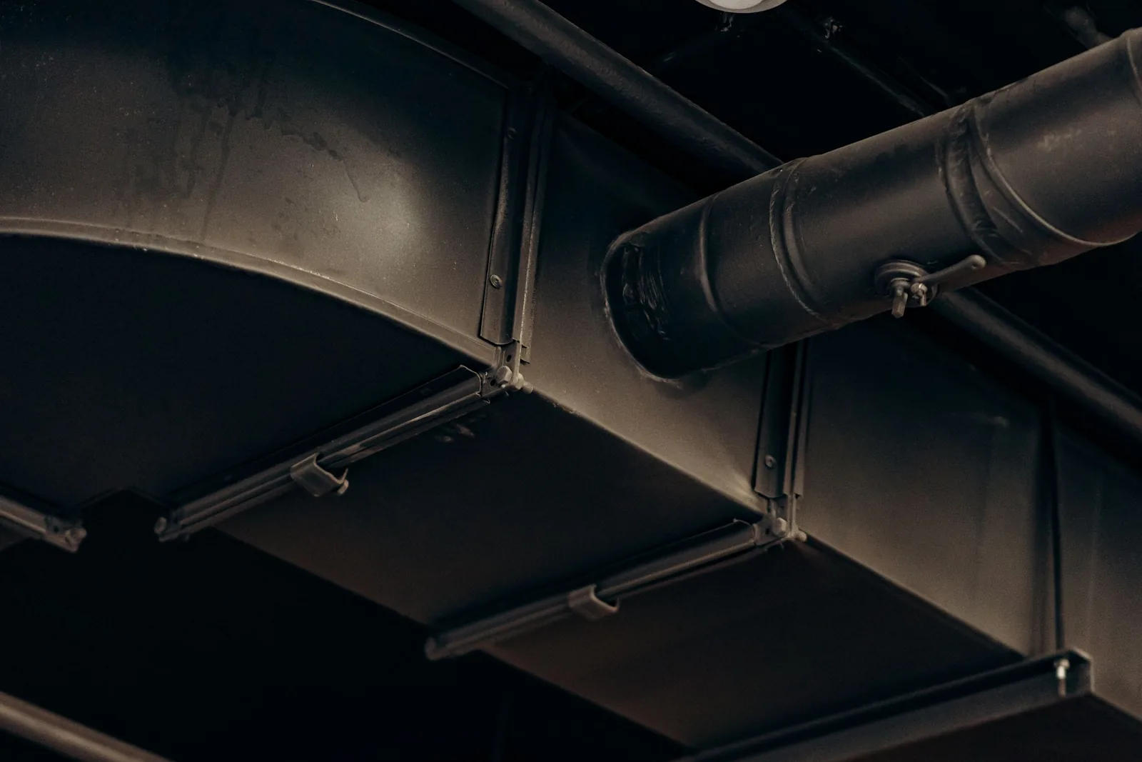 Ductwork along a commercial ceiling