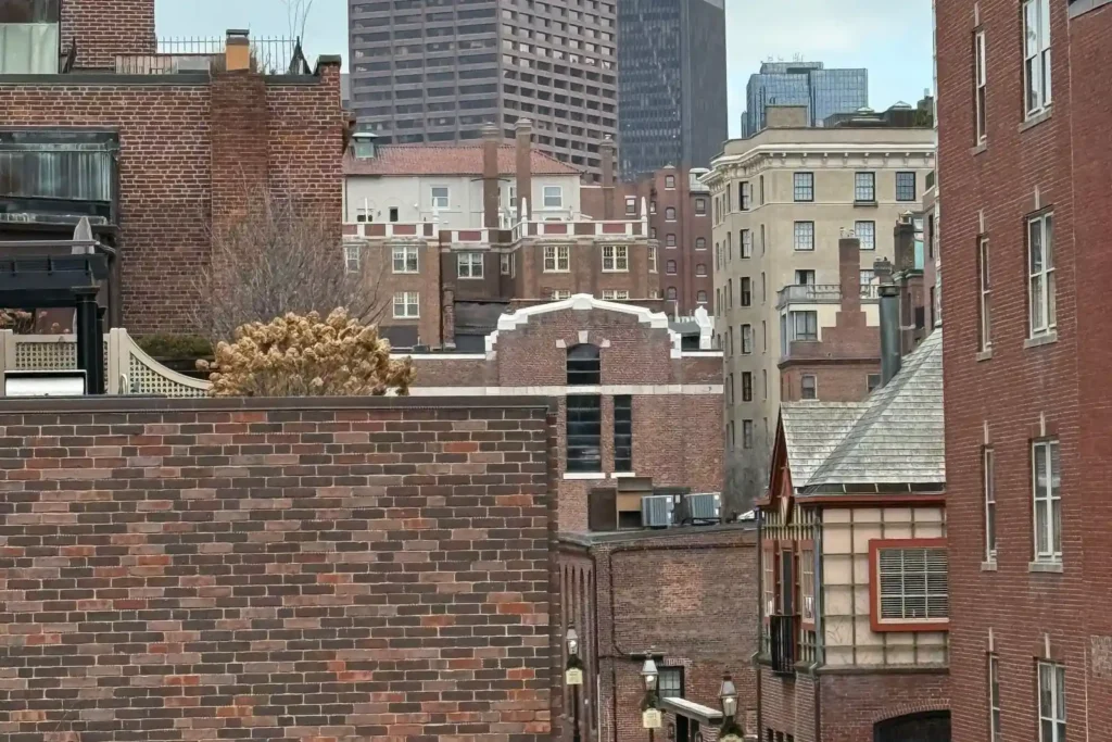 Boston street with historic brick buildings